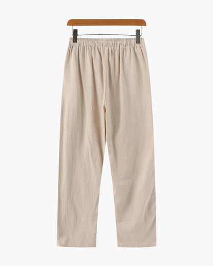 Herren Leinenhose Loose Fit mit Kordelzug Beige