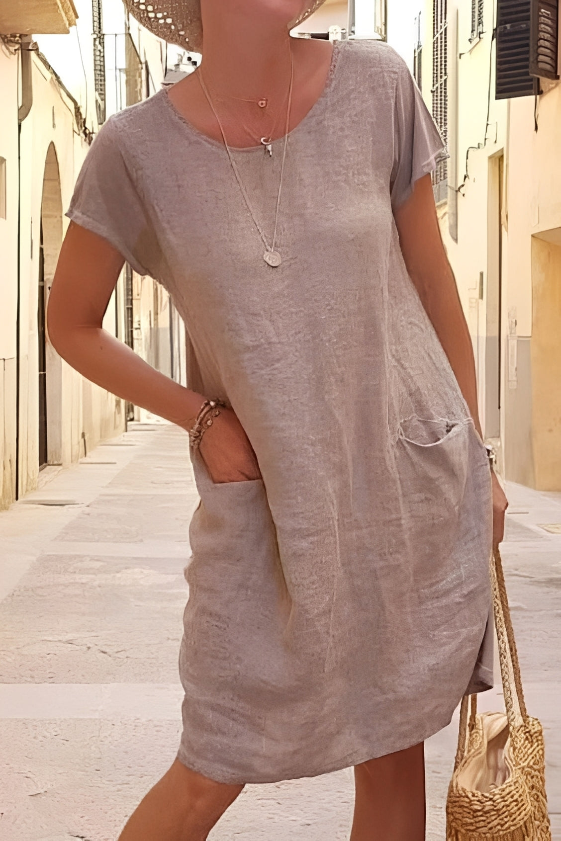 Damen Kurzarmkleid Leichtes Lockeres Sommerkleid