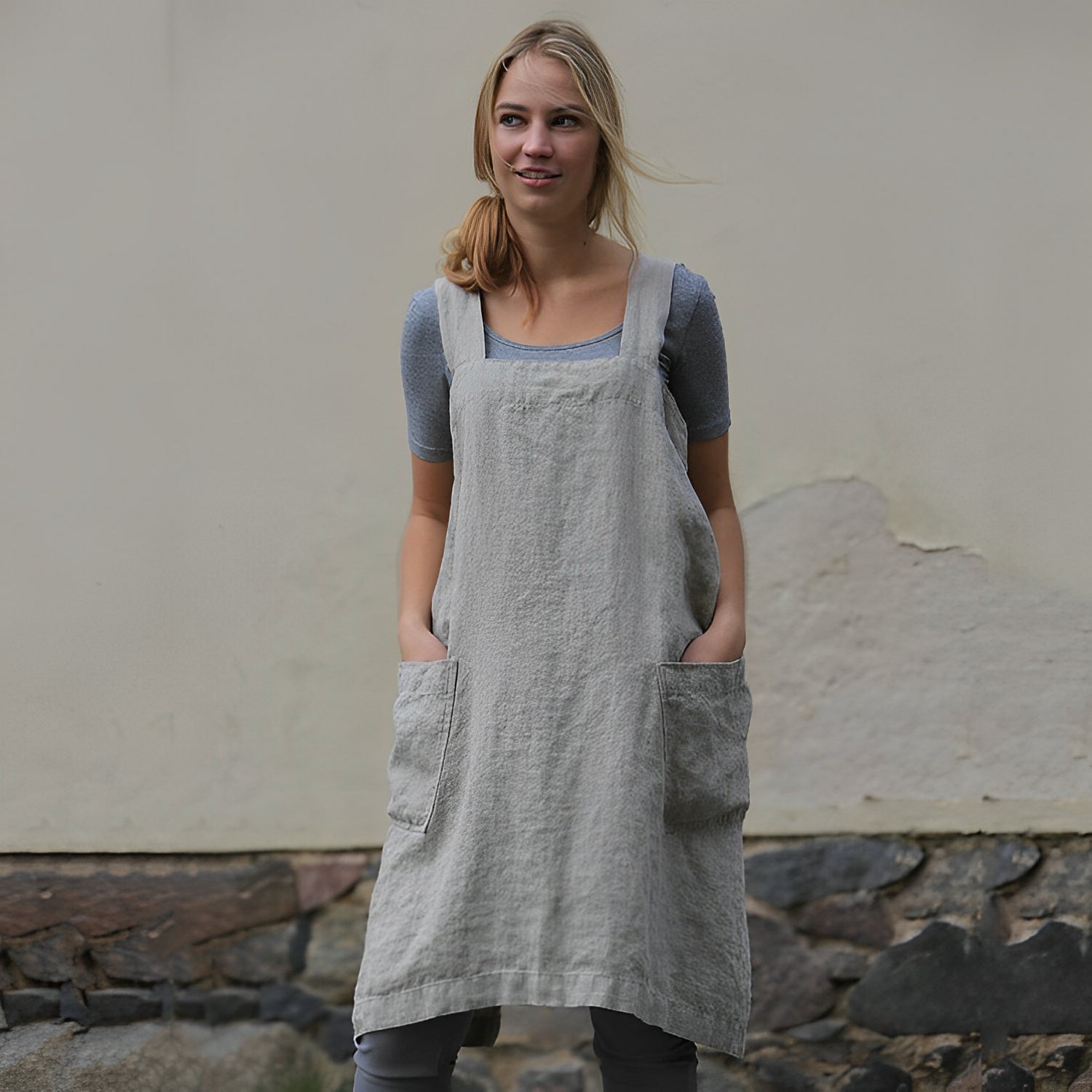 Damen Schürzenkleid mit Taschen - Norvielle