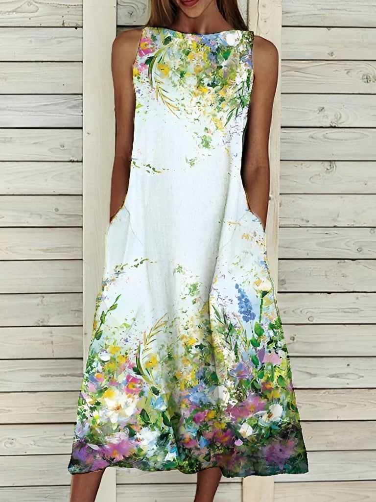 Damenkleid Blumenmuster Sommerkleid Grün
