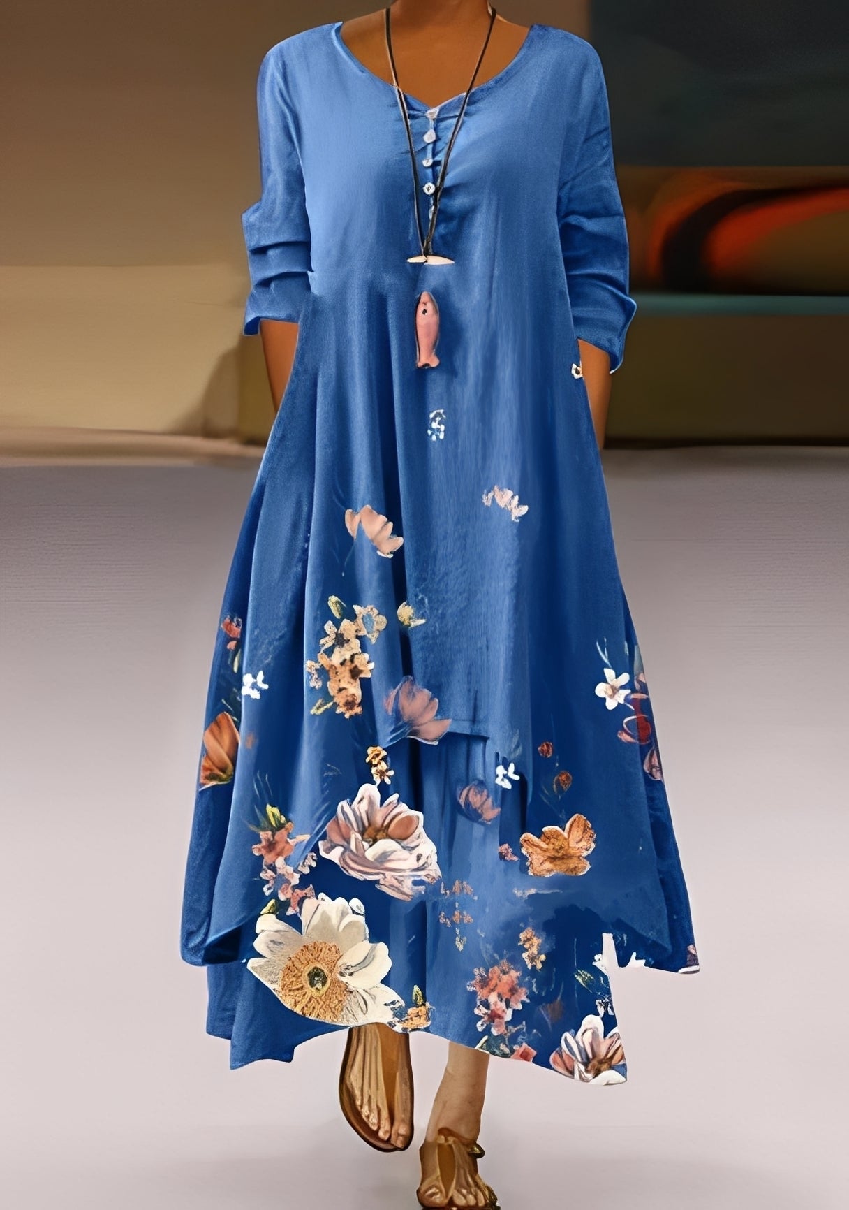Damenkleid mit Print Elegantes locker Fallendes Kleid