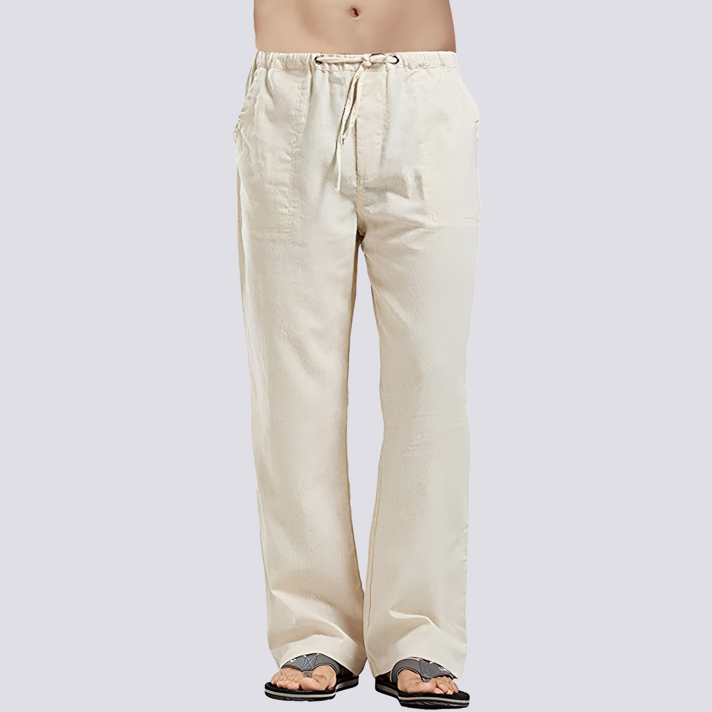Herren Hose Lässig Locker Baumwolle Beige