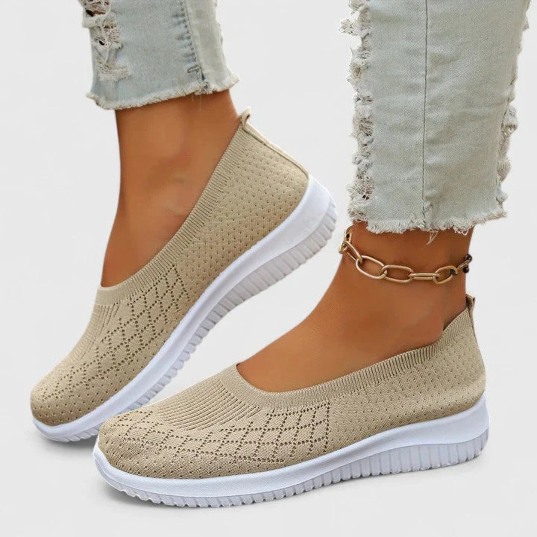 Damen Leichte Slip-On Strick Ballerinas
