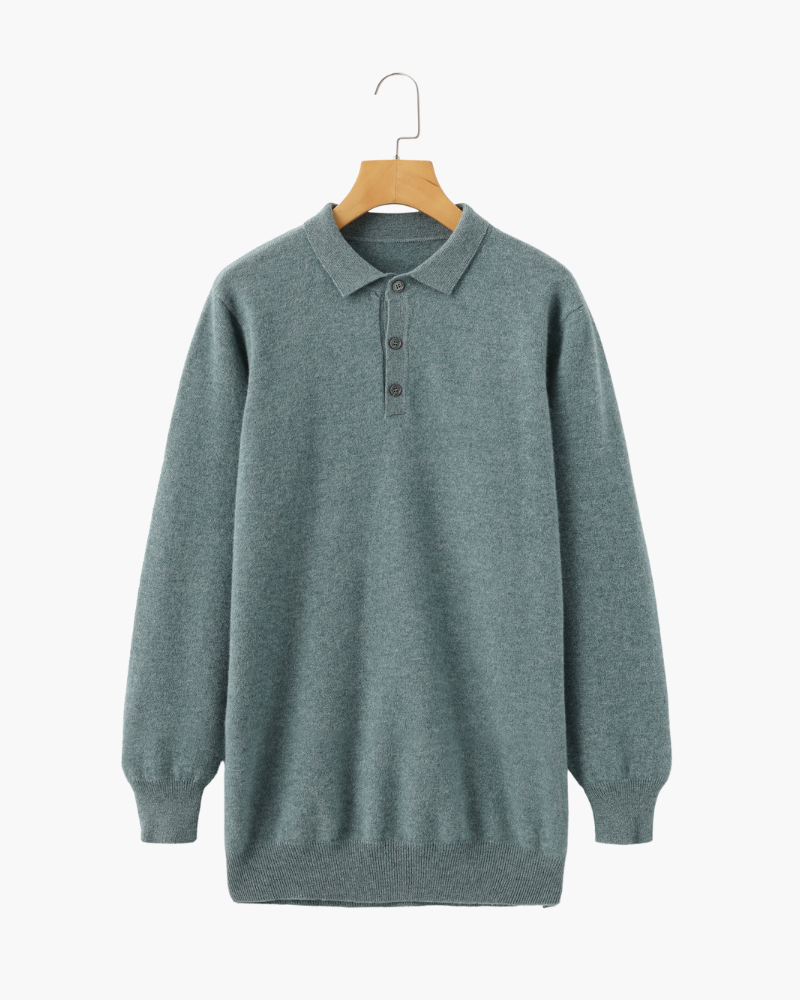 Bennett Herren Kaschmirpullover Polokragen Knopfleiste