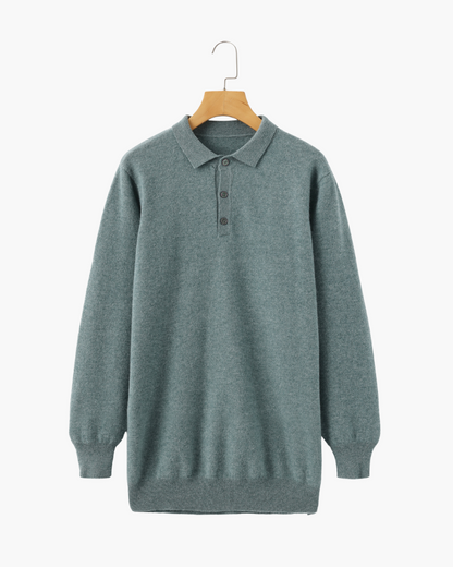 Bennett Herren Kaschmirpullover Polokragen Knopfleiste