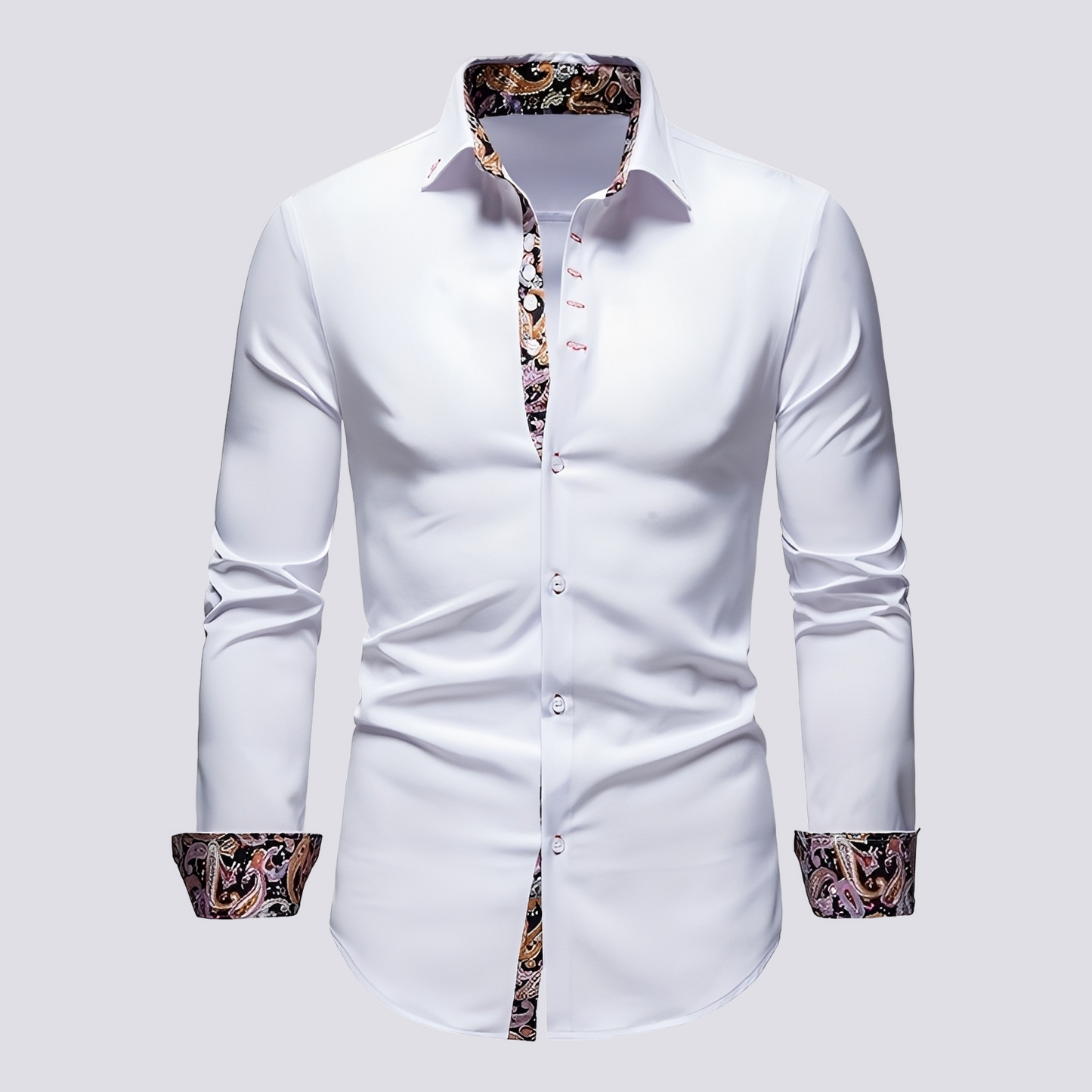 Herren Langarmhemd Modern Baumwolle Weiß