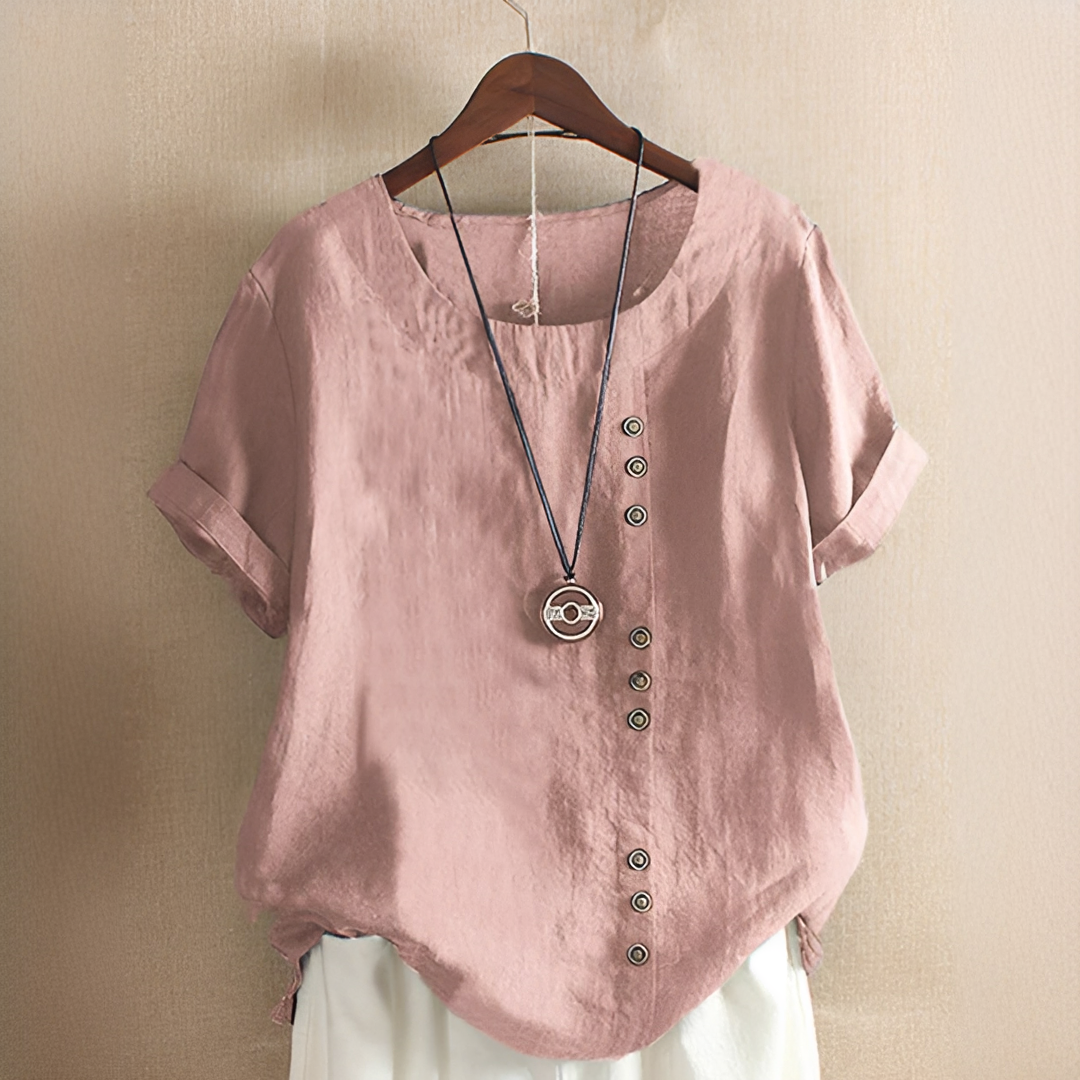 Damen Sommer T-Shirt Elegant Baumwolle Weiß
