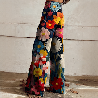 Damenhose BlumenmusterLocker Geschnitten Leicht