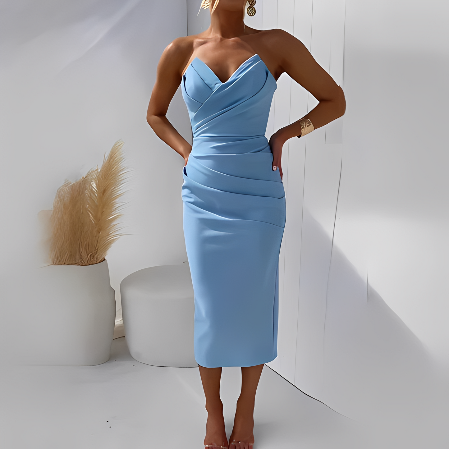 Damen Schulterfreies Kleid Elegant