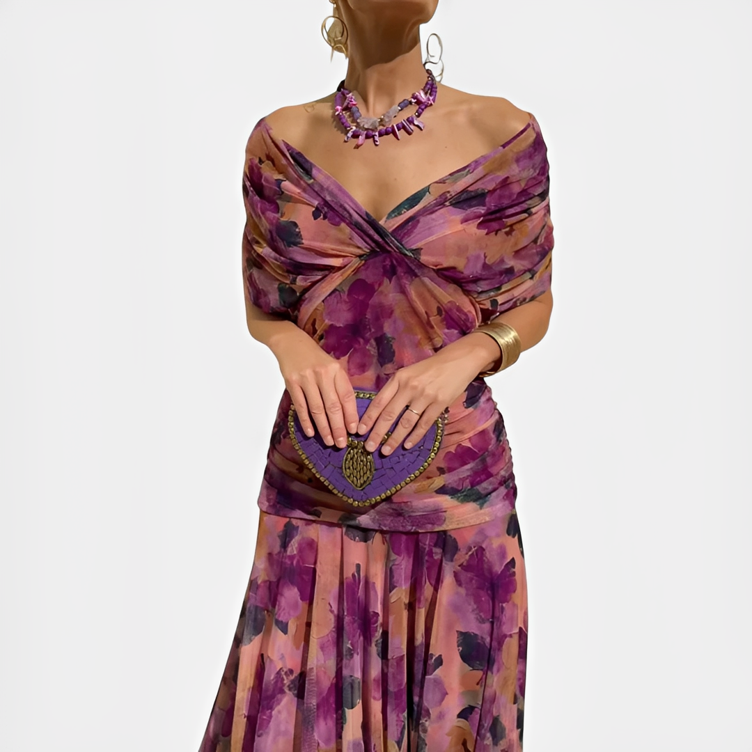 Elegantes Damen Blumenkleid aus Seide