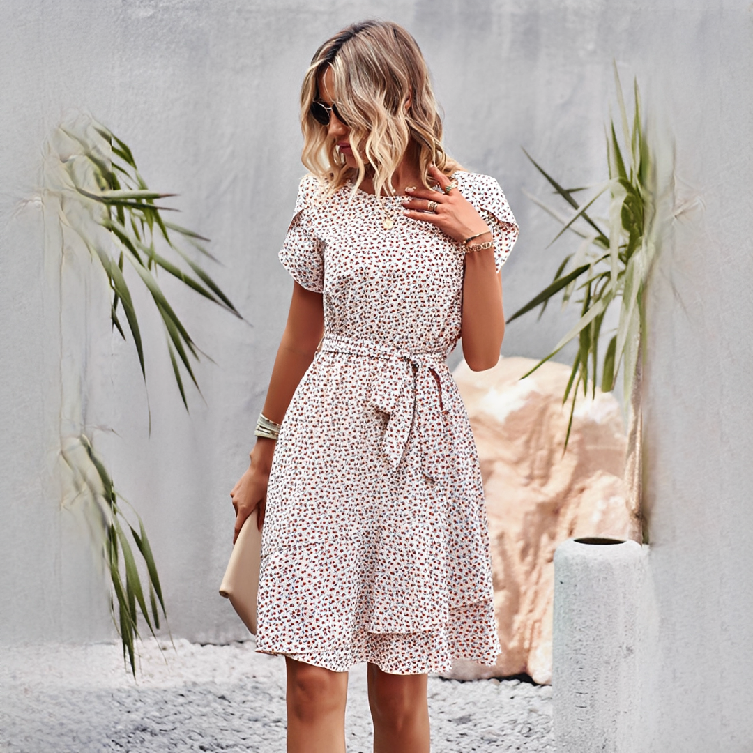 Damen Blumenkleid Bequem Baumwolle Rosa - Norvielle