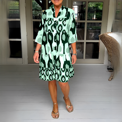 Damen Sommerkleid 3/4-Ärmel Muster Eleganz