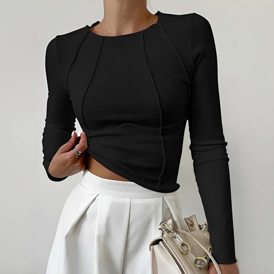 Damen Langarmshirt Stilvoll Baumwolle Weiß