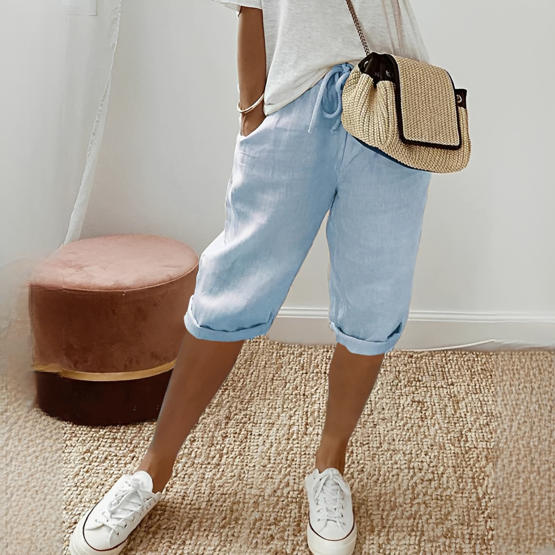 Damen Sommer-Shorts Trend aus Baumwolle Beige