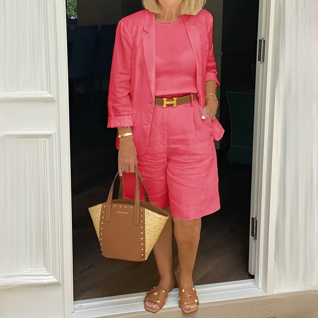 Damen Sommer-Outfit Kurzarm Oberteil und Rock Set
