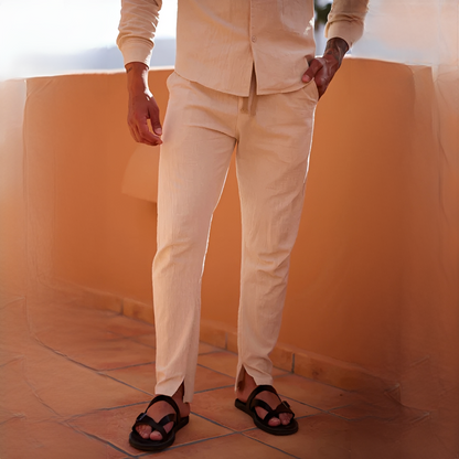 Herren Sommerhemden Elegantes Leinen Weiß