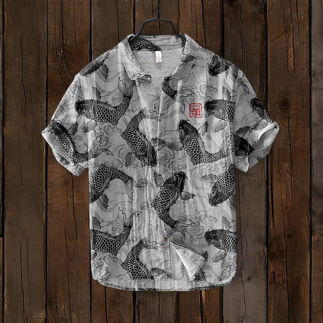 Herren Sommerhemd Vintage-Style Baumwolle Weiß