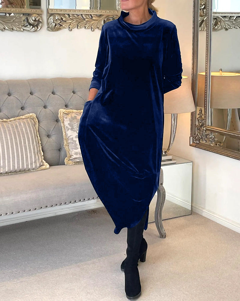 Elegantes Damen Samtkleid Mit Bauchabdeckung