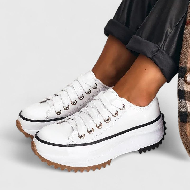 Damen Plateau Sneaker Retro Frontkappe Stoff Schwarz - Norvielle