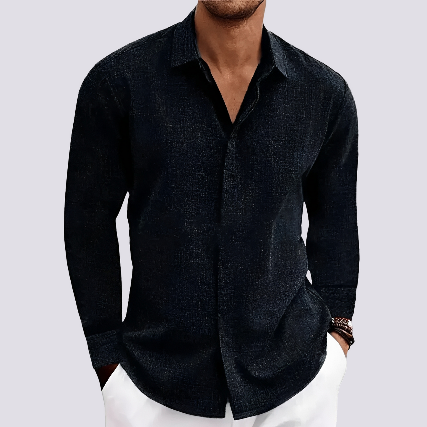 Herren Langarmshirt Lässig Baumwolle Weiß