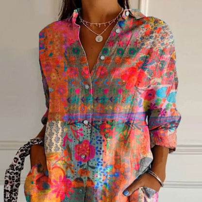 Damenbluse Langarm Floralmuster Bluse