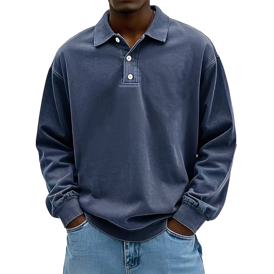 Lothaire Herren Langarm-Polo Vintage