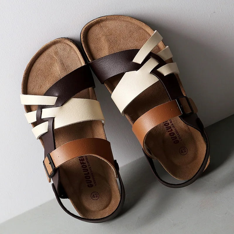 Norvielle Damen Outdoor-Sandalen Atmungsaktives Leder Braun - Norvielle