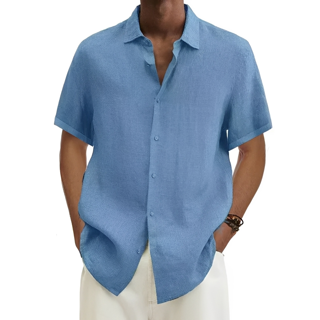 Herren Sommerhemd Leichtes Baumwollhemd Beige - Norvielle