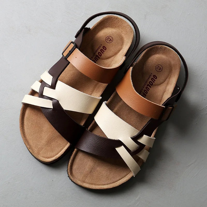Norvielle Damen Sandalen Klassisch Leder