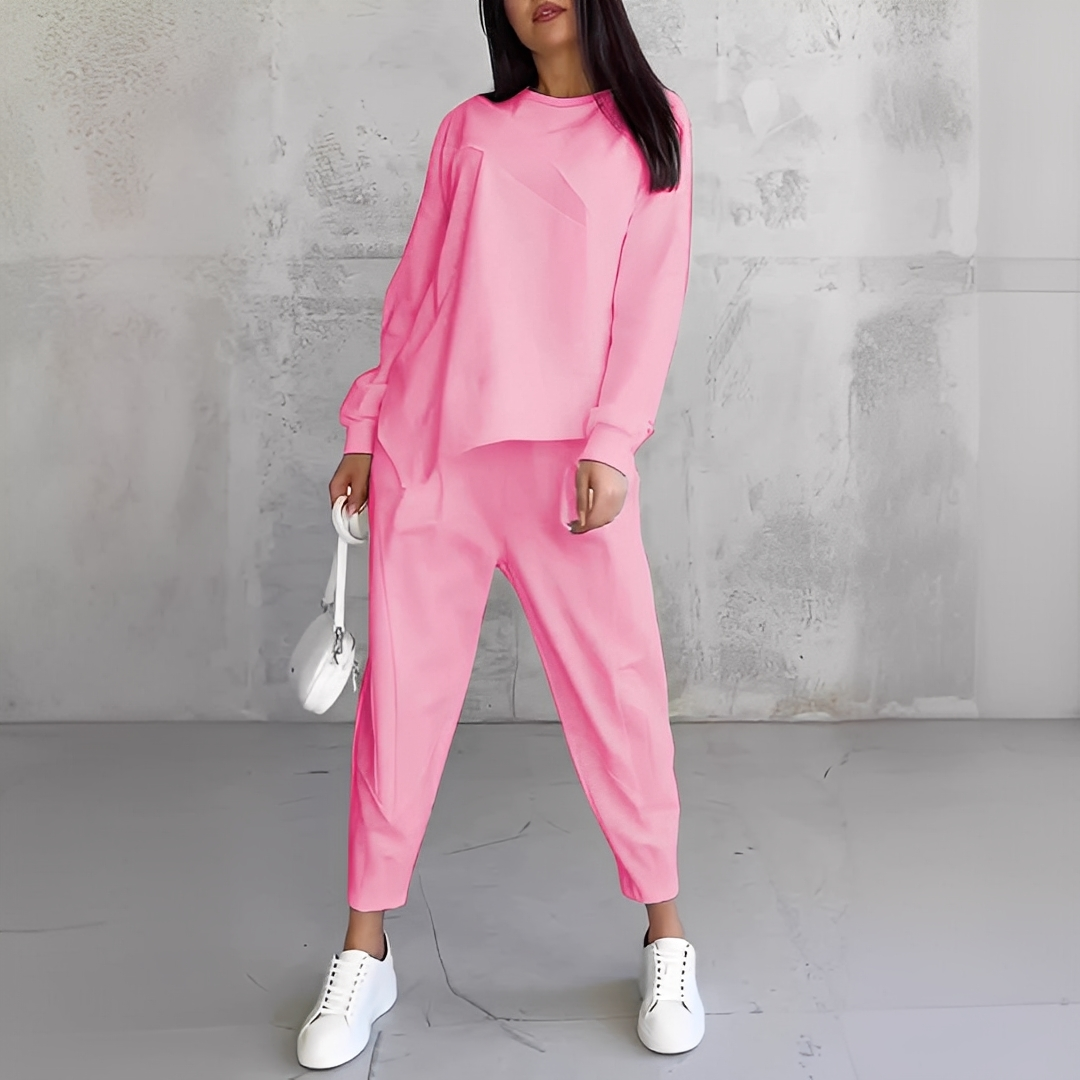 Damen Pullover Set Rundhals Hose