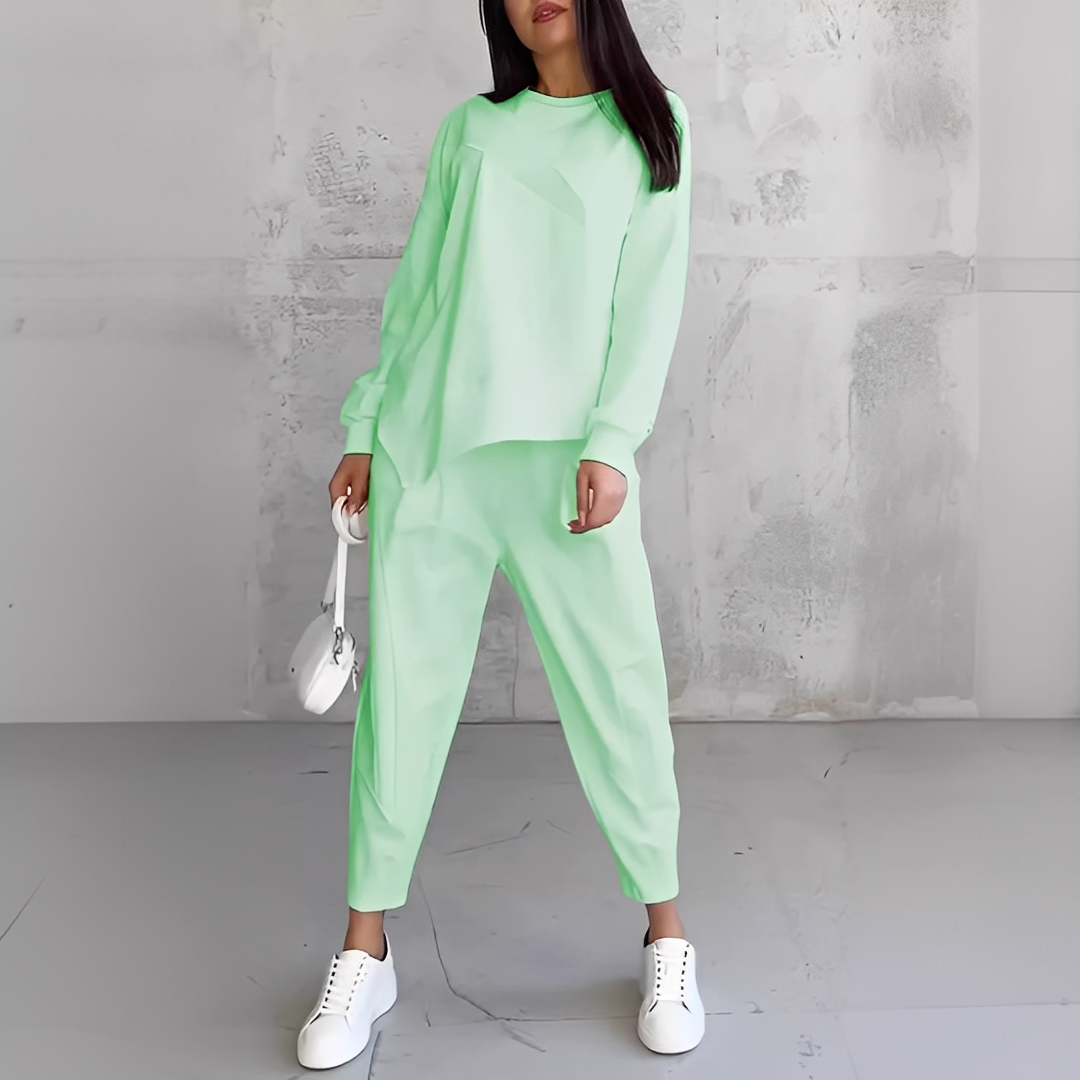 Damen Pullover Set Rundhals Hose