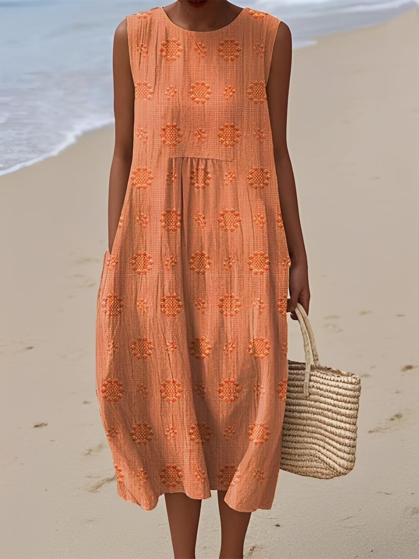 Damen Ärmelloses Sommerkleid Modernes Muster Bequem