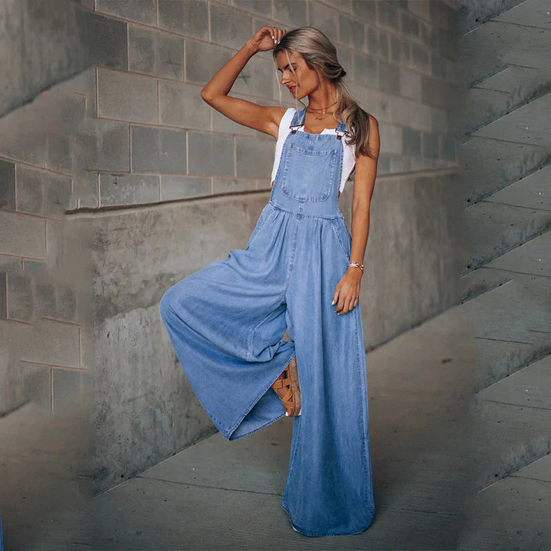 Damen Denim-Overall Trendig Ohne Ärmel