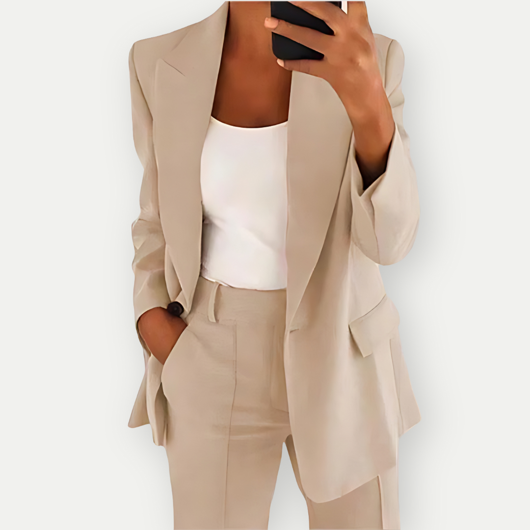 Damen Blazer Set Bequem Formal Schwarz - Norvielle
