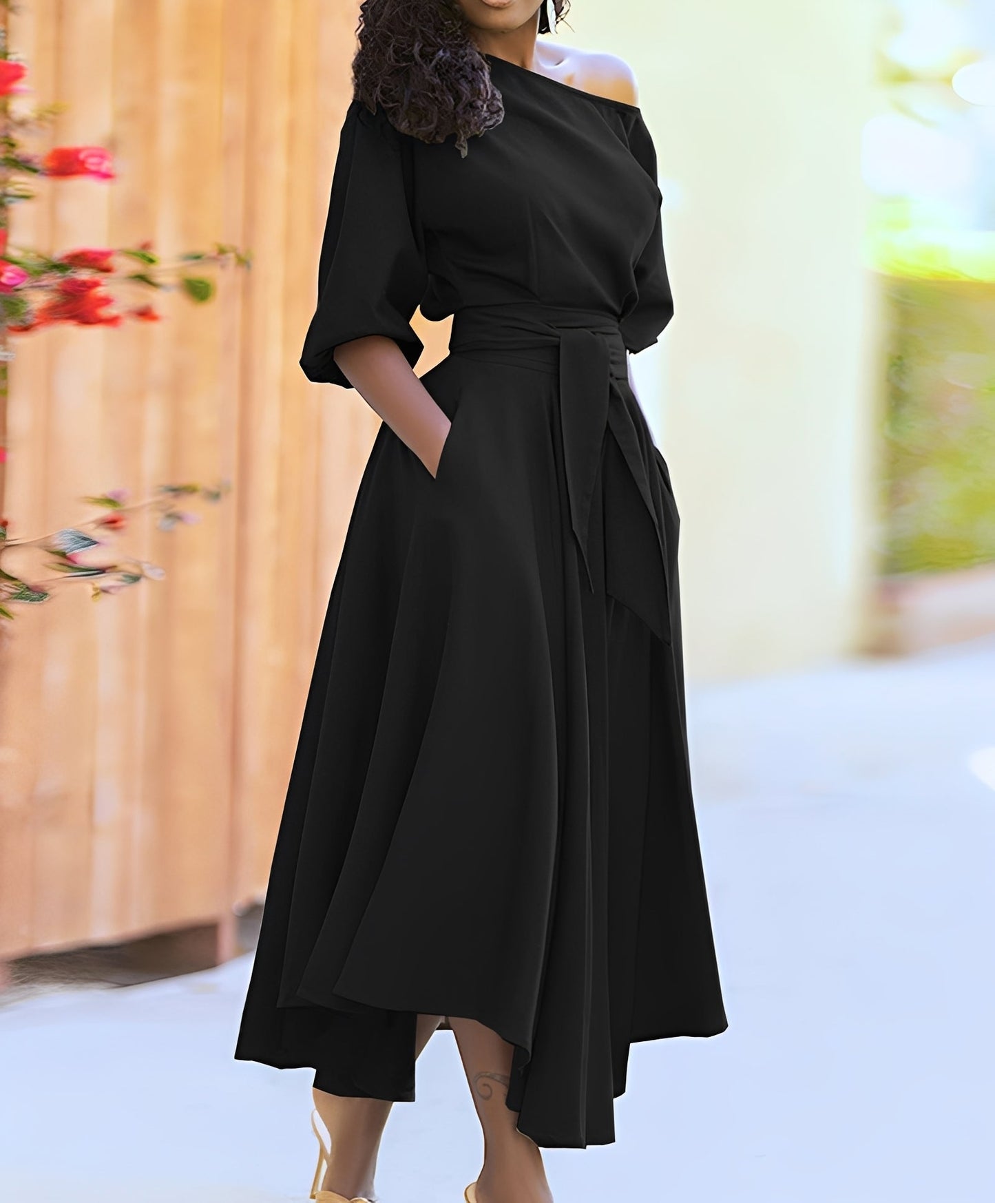 Damen Kleid mit Gürtel Stilvoll