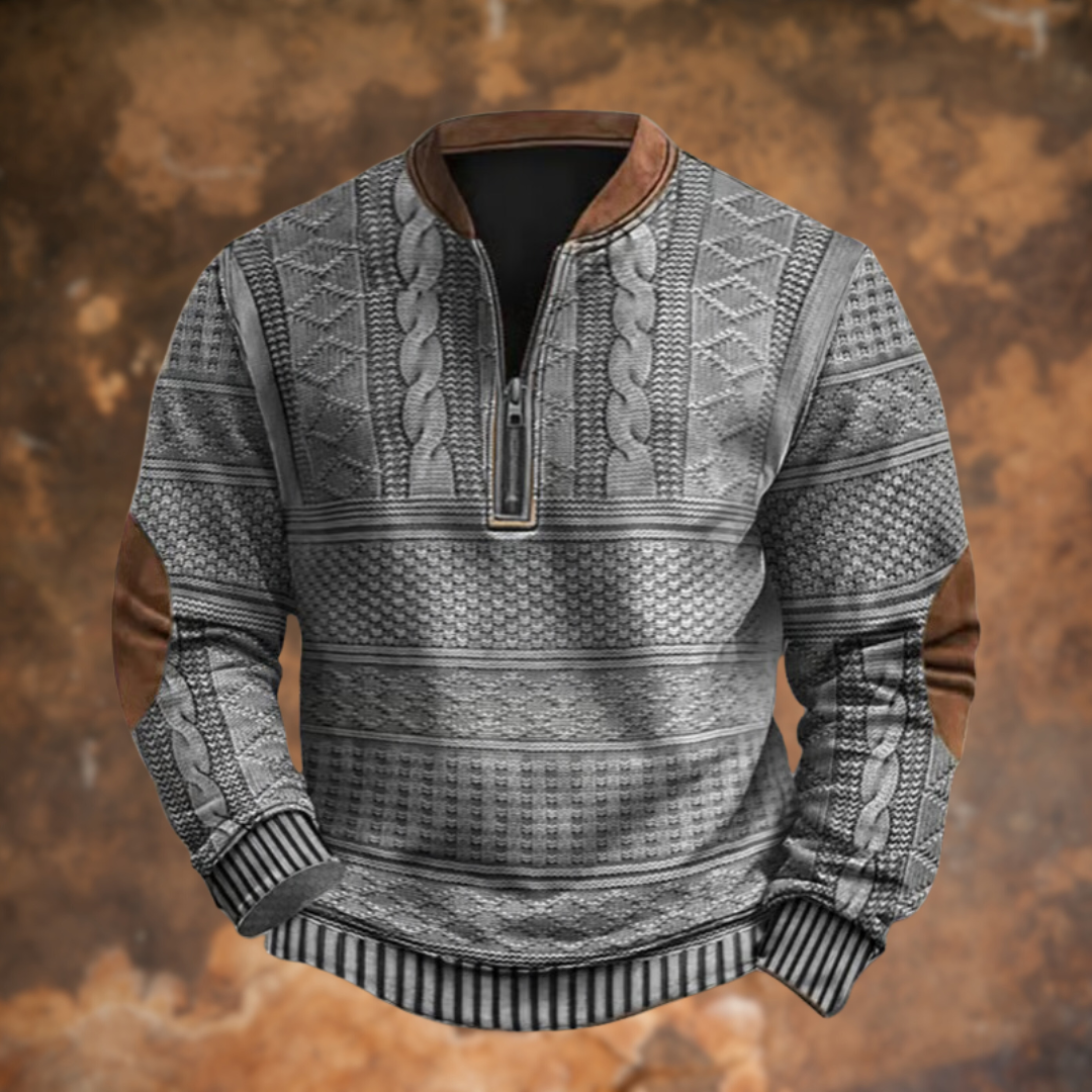 Herren Strickpullover Reißverschluss V-Ausschnitt
