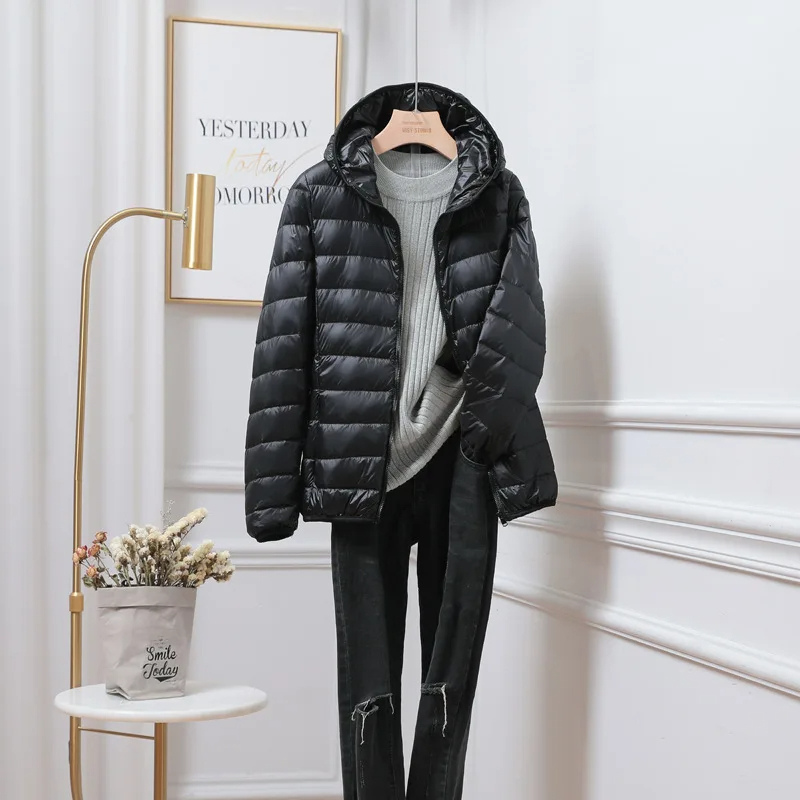 Damen Daunenjacke Mit Kapuze Reißverschluss