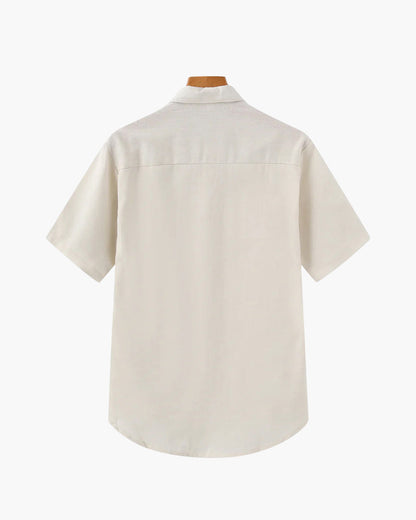 Herren Poloshirt Leinen Sommer Brusttasche Beige