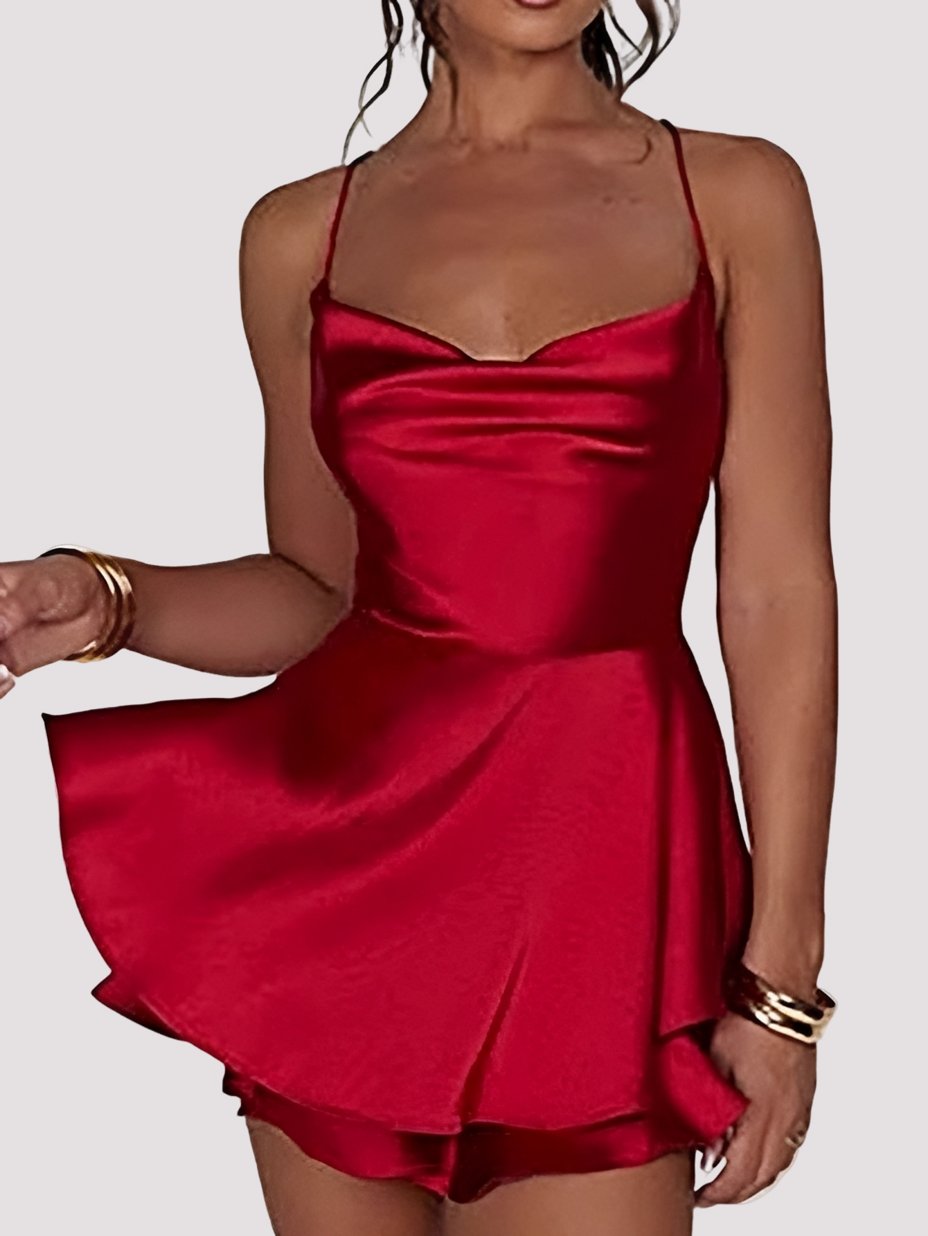 Damen Cocktailkleid Minikleid Elegantes Seidenkleid