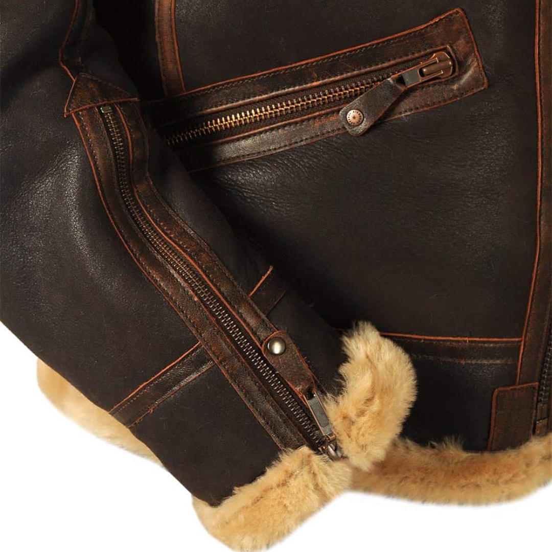 Maverick Herren Pilotenjacke Warm Leder