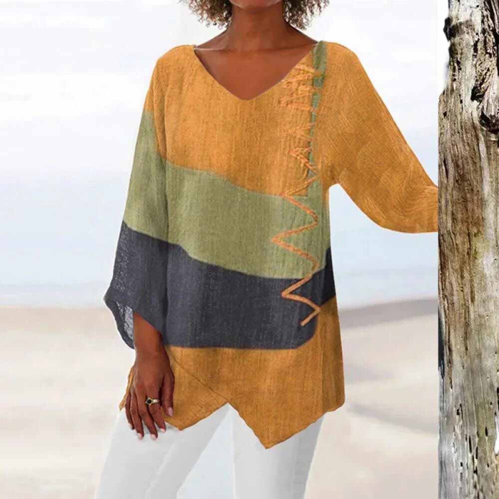 Norvielle Damen Langärmlige Bluse Lockere Passform