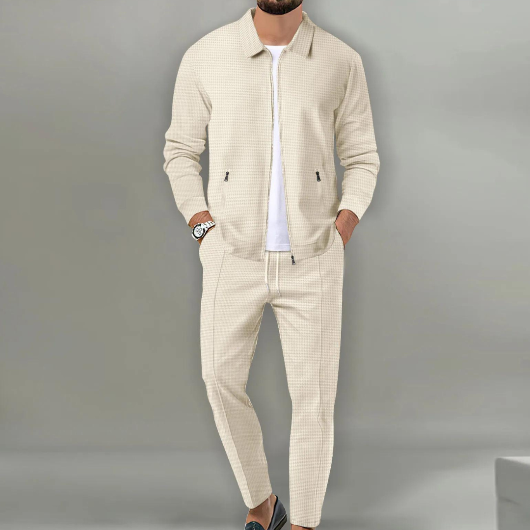 Herren Freizeitanzug Zweiteiler Stilvolles Set Jacke Hose - Norvielle