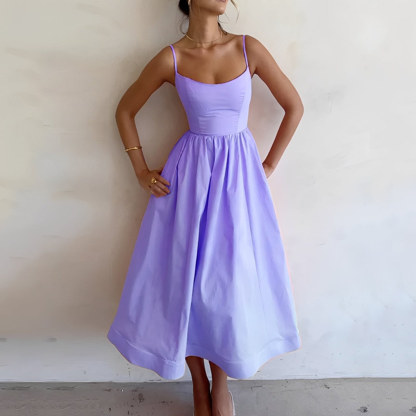 Damen Midi-Kleid mit Hosenträgern Lässig