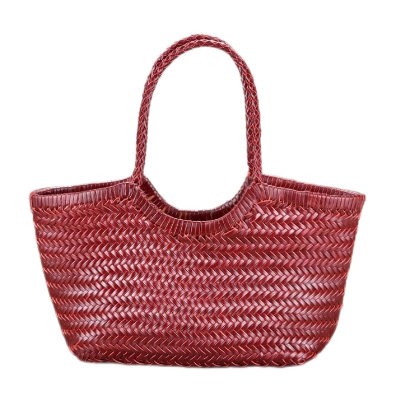 e Geflochtene Leder-Shopper Rustikal Damen