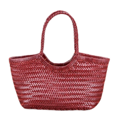 e Geflochtene Leder-Shopper Rustikal Damen