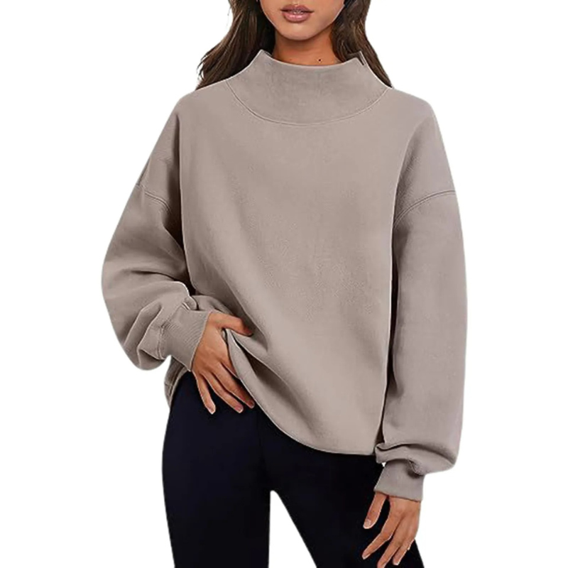 Norvielle Damen Sweatshirt Locker Sitzend Grau - Norvielle
