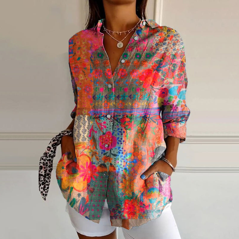 Norvielle Damen Bluse Blümchen Druck - Norvielle