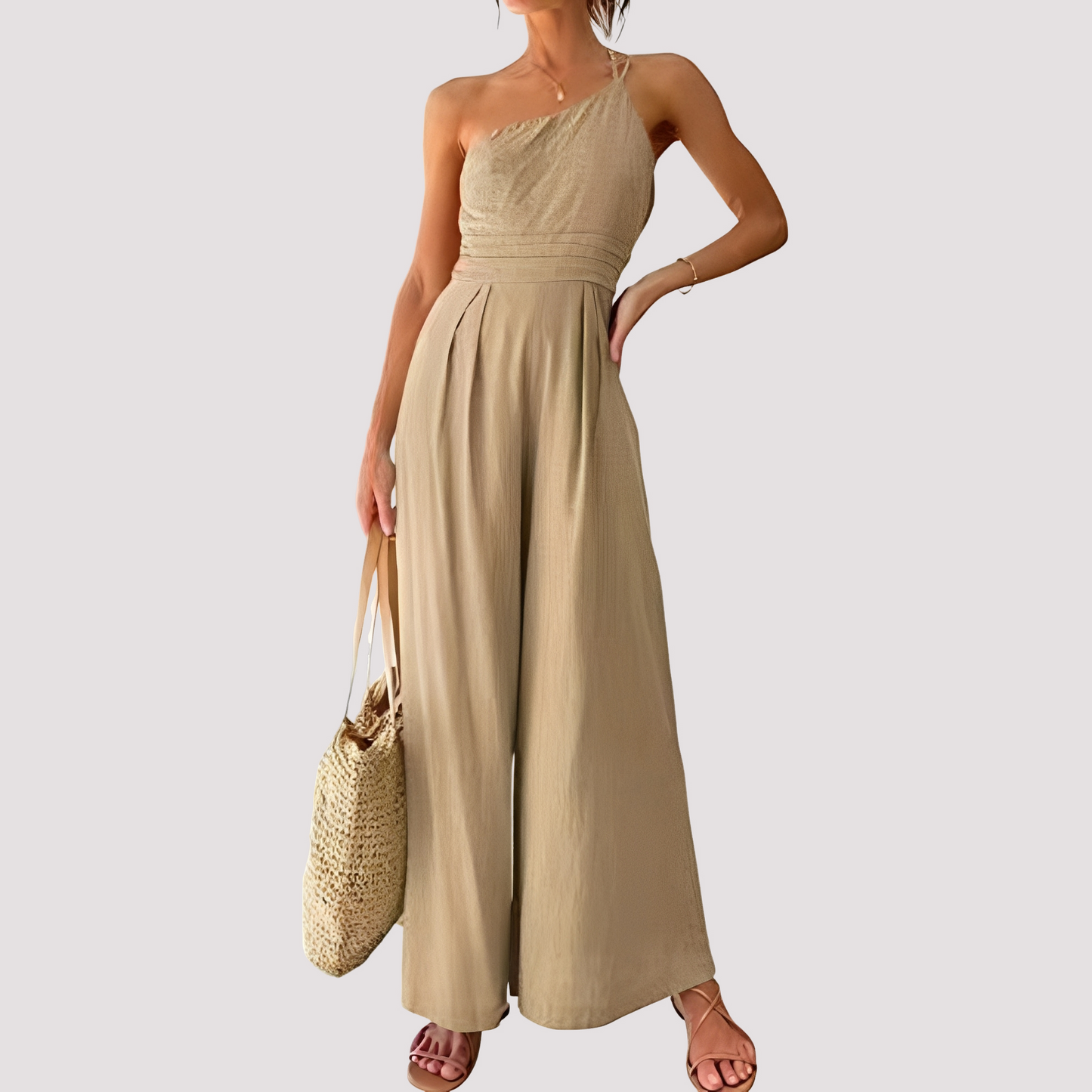 Damen Ein-Schulter-Jumpsuit Weites Bein Elegantes Design