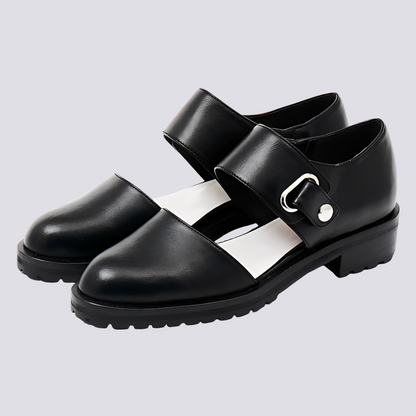 Damen Mary Jane Schuhe Schnalle Flach