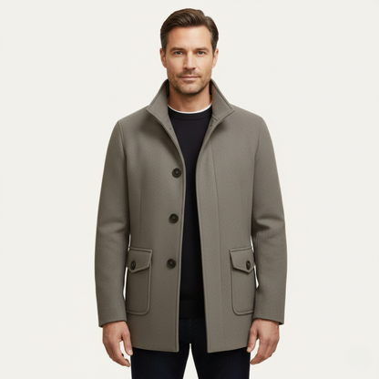 Herren Wollmantel Eleganter Winterovercoat Schwarz - Norvielle